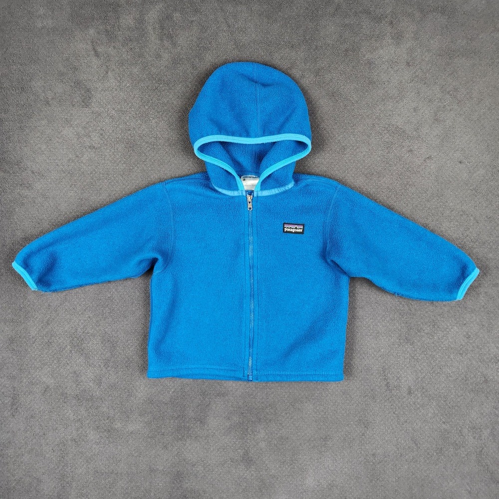 Patagonia Baby Synchilla Cardigan 2T Blue Full Zip Hooded Fleece Jacket 60090